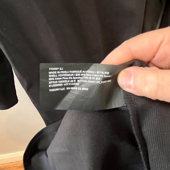 NEW Theory Womens Black Button Front Perry Knit Midi Dress L - Picture 6 of 6